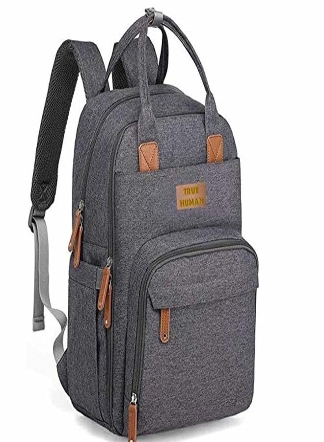 TRUE HUMAN Designer ultra premium Multipurpose Diaper bag, baby bags, Anti Theft, Maternity Bag, Nappy Bag mothers bags, Baby Shower Gift (GREY) - Image 1